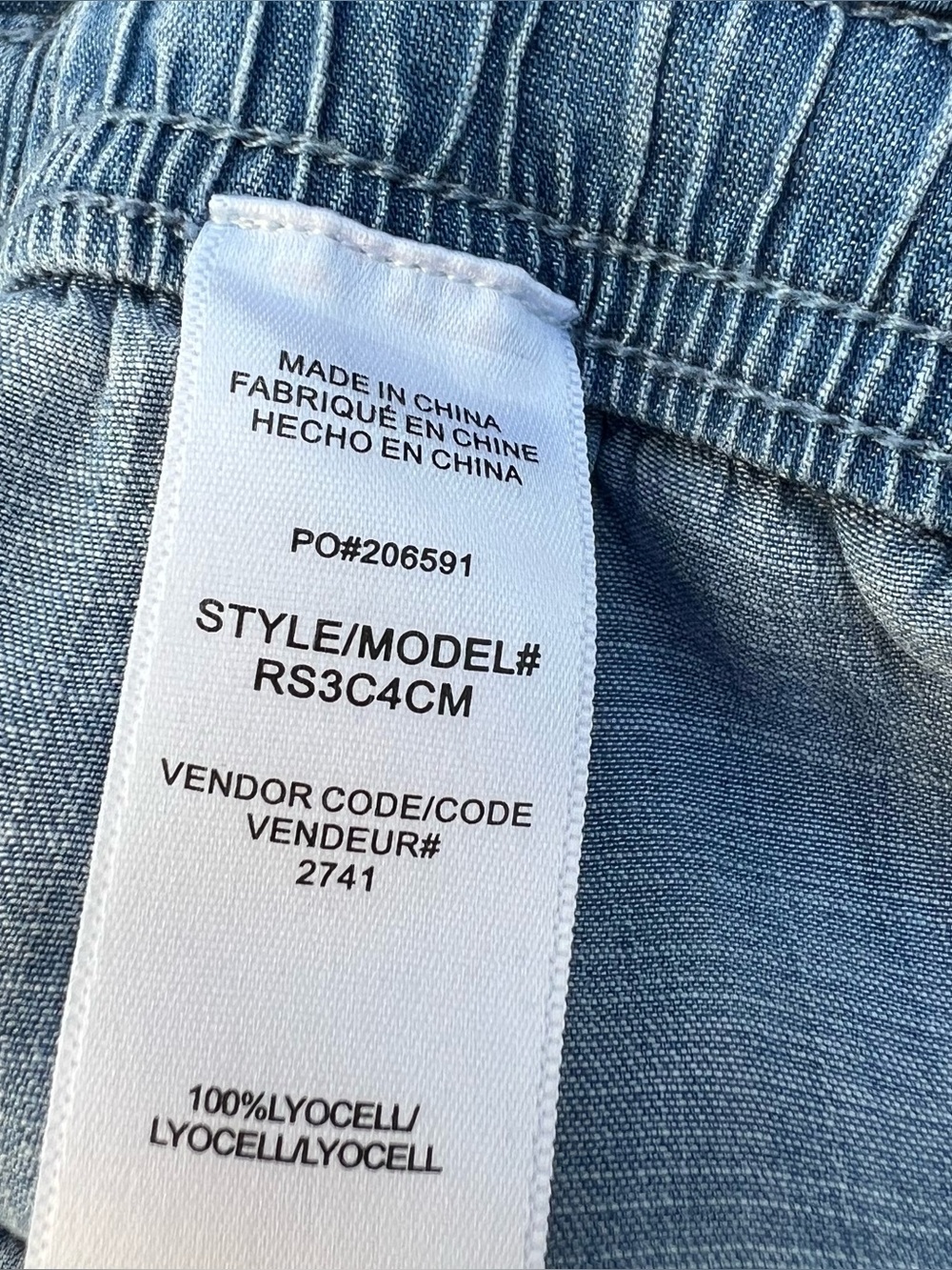 Splendid Chambray Denim Straight Leg Pants Elastic Drawstring Waist, Size Medium - Picture 6 of 6